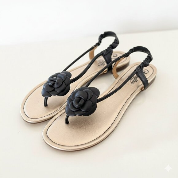 Seychelles Shoes - Seychelles Jayne Women's Black Used Leather Rose Strap Sandals 9.5
